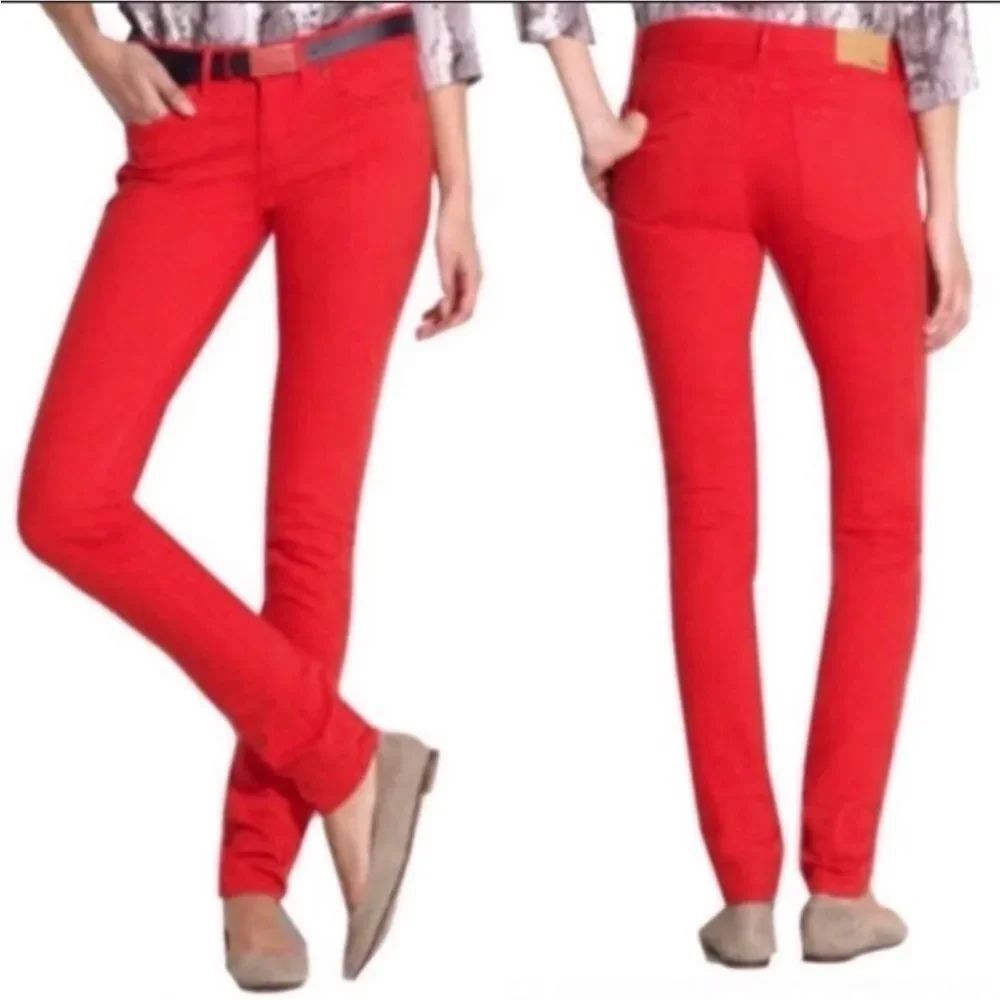 Madewell Rail Straight Jeans Red Bee Embroidery Size 26 x 32